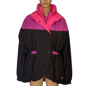 Vintage Skyr Womens Retro Ski Jacket Size 12 Purple Front Zip Pockets